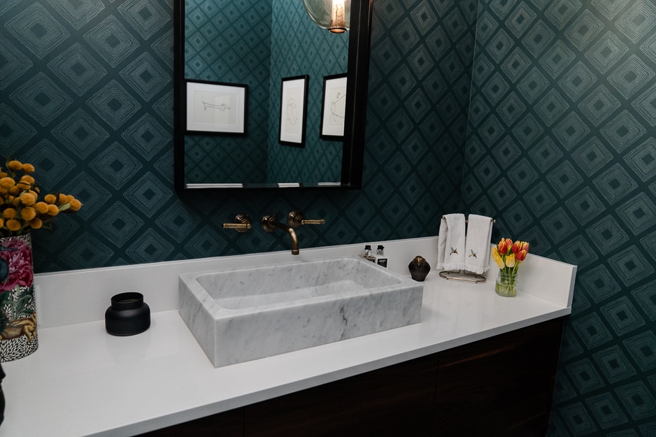 Della Terra Quartz Denali bathroom vanity top with vessel sink