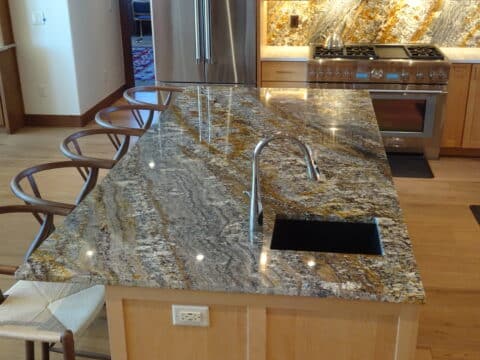 granite fabrication of kitchen island countertop